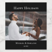 モダンエレガントクリスマス写真ミニマル ワインラベル (シングルラベル)