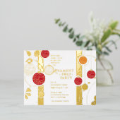 モダンエレガントクリスマス装飾交換パーティー 箔招待状ポストカード (立ち正面)