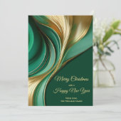 モダンエレガントクリスマス・グリーンと金ゴールド シーズンカード (スタンド正面)