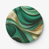 モダンエレガントクリスマス・グリーンと金ゴールド ペーパープレート (正面)