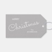 モダンエレガントクリスマス | グレー ギフトタグ (正面(横))