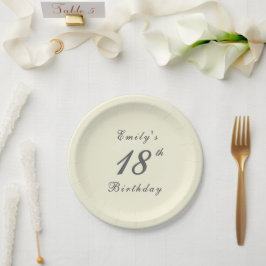 モダンエレガントクリーム 18歳の誕生日パーティー ペーパープレート