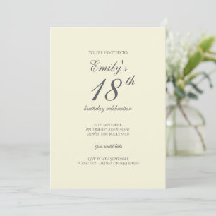 モダンエレガントクリーム 18歳の誕生日パーティー 招待状