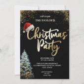 モダンエレガントグリッタークリスマスツリーパーティー 招待状 (正面)