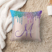 モダンエレガントグリッタードリップバラ金ゴールドモノグラム クッション (ブランケット)