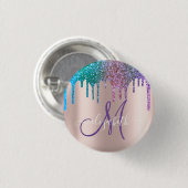 モダンエレガントグリッタードリップバラ金ゴールドモノグラム 缶バッジ (正面&裏面)