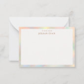 モダンエレガントグリッターホログラフィ縁どー ノートカード (正面)