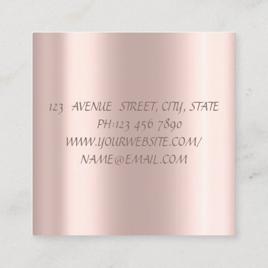モダンエレガントグリッター唇、はさみ正方形 スクエア名刺 (裏面)