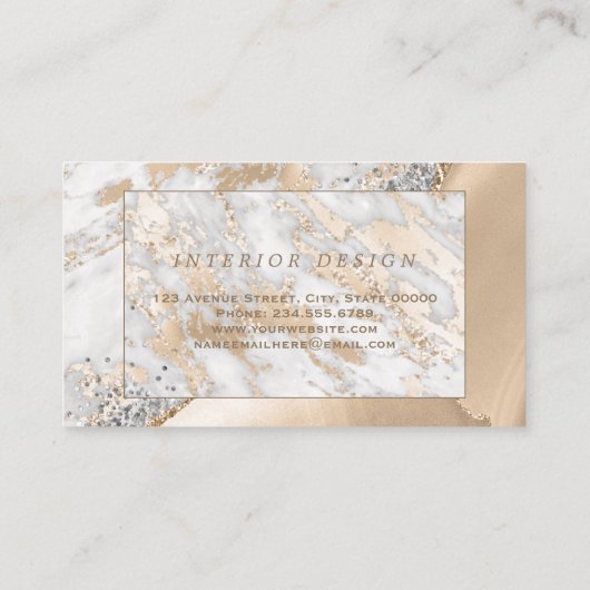 モダンエレガントグリッター金ゴールド大理石内装デザイン 名刺 (裏面)
