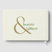 モダンエレガントグリーンとクリームアンパサンド結婚ーズ ゲストブック (裏面)