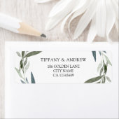 モダンエレガントグリーンリーフリース結婚ズ ラベル (インサイチュ)