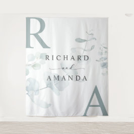 モダンエレガントグリーン ミニマルウェディング タペストリー