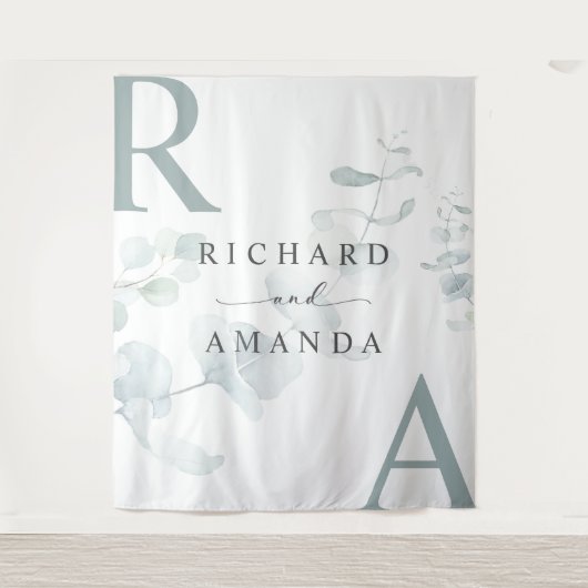 モダンエレガントグリーン ミニマルウェディング タペストリー (正面)