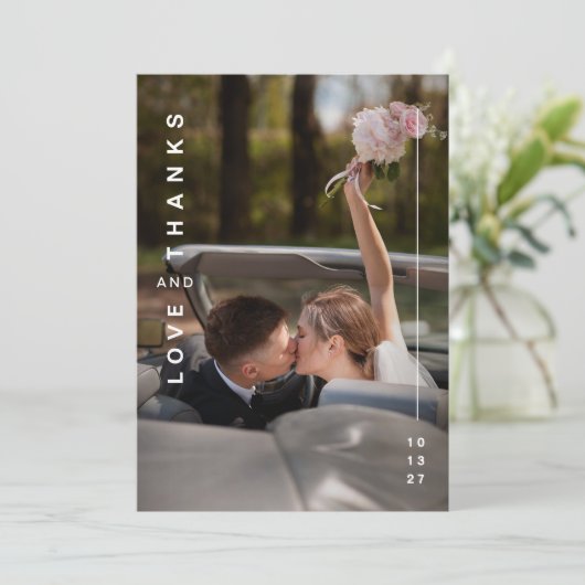 モダンエレガントコラージュ結婚の サンキューカード (スタンド正面)