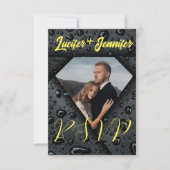 モダンエレガントゴールデンQRコード結婚s 出欠カード (正面)