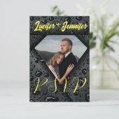 モダンエレガントゴールデンQRコード結婚s 出欠カード (スタンド正面)