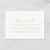 モダンエレガントゴールドウェディングレシピリクエスト エンクロージャーカード (正面)