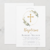 モダンエレガントゴールドサークル洗礼式 名付けの儀 招待状 (正面/裏面)