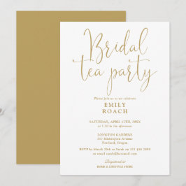 モダンエレガントゴールドスクリプト ブライダル ティーパーティー シャワー 招待状