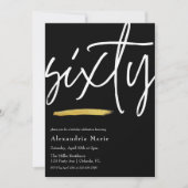 モダンエレガントゴールドブラシストローク60歳の誕生日 招待状 (正面)