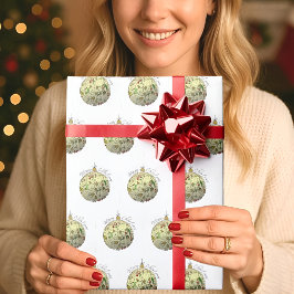 モダンエレガントゴールド クリスマスドゥードルオーナメント ラッピングペーパー