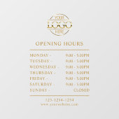 モダンエレガントゴールド | 営業時間 ロゴ ウィンドウサイン (シート)