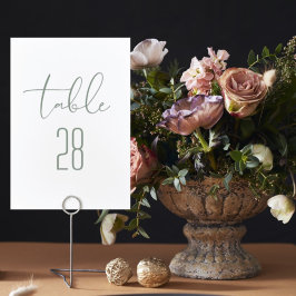 モダンエレガントサージグリーンニュートラル結婚ズ テーブルナンバー