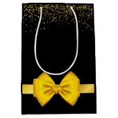 モダンエレガントシックな黒と金ゴールド ミディアムペーパーバッグ (正面)