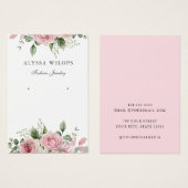 モダンエレガントシック水色フローラ表示カード (正面&裏面)