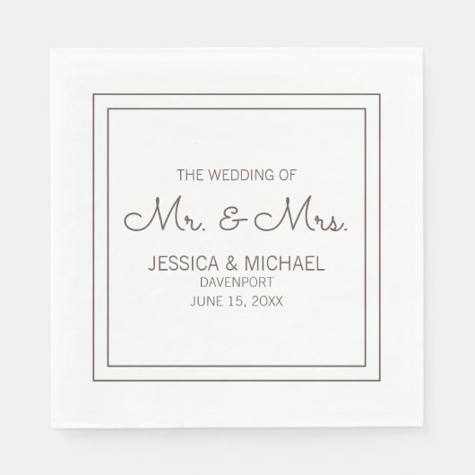 モダンエレガントシッ結婚ク スタンダードランチョンナプキン (正面)