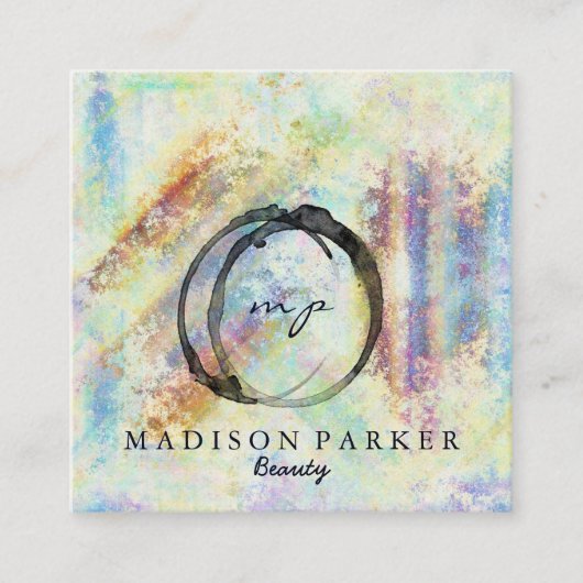 モダンエレガントシャンパン抽象芸術美しいスタイリストS スクエア名刺 (正面)