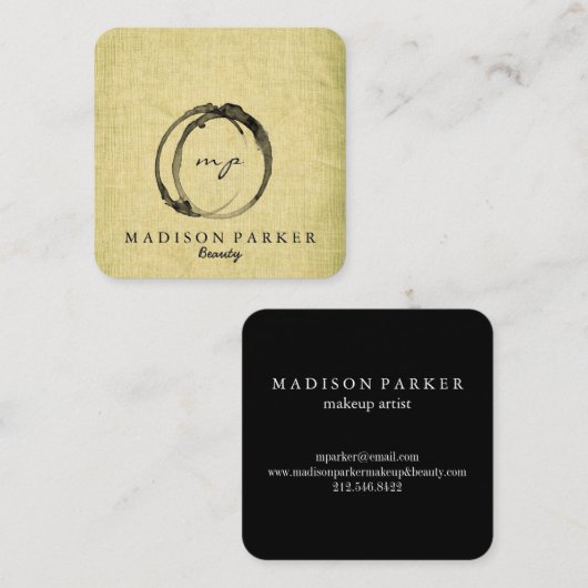 モダンエレガントシャンパン抽象芸術美しいスタイリストS スクエア名刺 (正面/裏面)