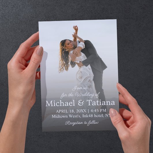 モダンエレガントシンプルは消えた写真結婚の 招待状