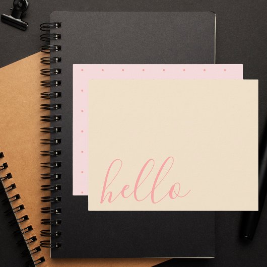 モダンエレガントシンプルアイボリー&ピンク ノートカード