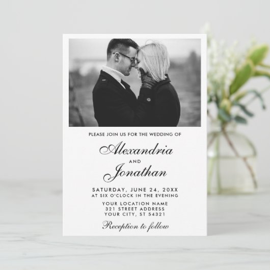 モダンエレガントシンプルカップル写真結婚の 招待状 (スタンド正面)