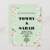 モダンエレガントシンプルカラフル結婚フローラ インビテーションポストカード (正面/裏面)