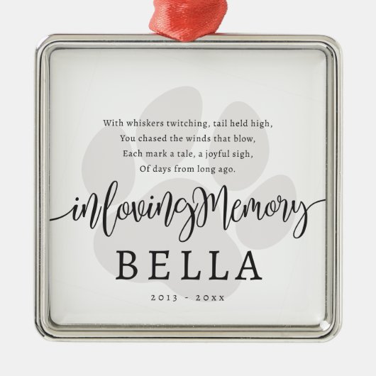 モダンエレガントシンプルシックなポーペットキャットメモリアル メタルオーナメント (正面)