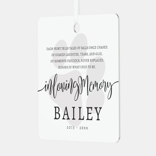 モダンエレガントシンプルシックなポーペットメモリアル メタルオーナメント (正面左)