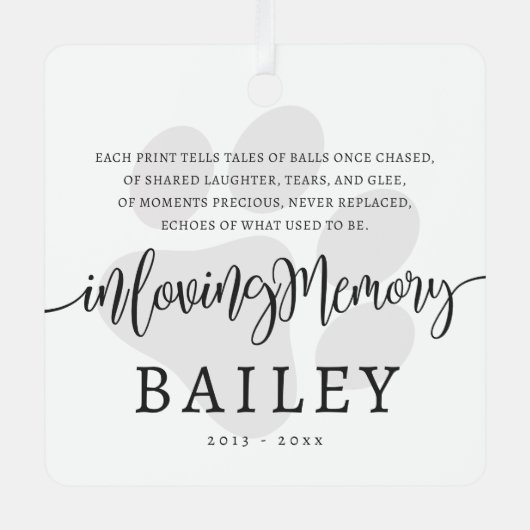 モダンエレガントシンプルシックなポーペットメモリアル メタルオーナメント (正面)