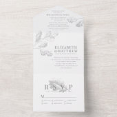 モダンエレガントシンプルシック植物群葉マス オールインワン招待状 (内側)