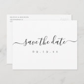 モダンエレガントシンプルスクリプトの結婚式の日付を保存 案内ポストカード (正面/裏面)