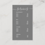 モダンエレガントシンプルスパサロンサービスメニュー 名刺 (裏面)