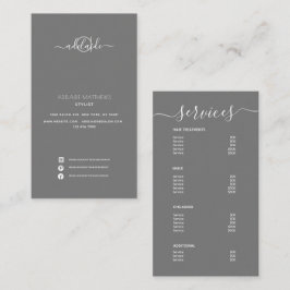 モダンエレガントシンプルスパサロンサービスメニュー 名刺