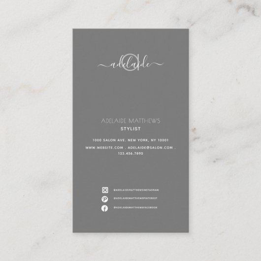 モダンエレガントシンプルスパサロンサービスメニュー 名刺 (正面)