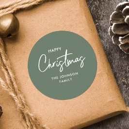 モダンエレガントシンプルセージグリーンクリスマスホリデー ラウンドシール