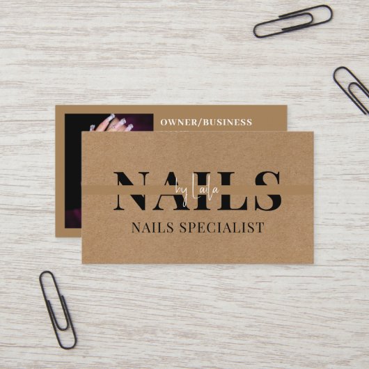モダンエレガントシンプルタイポグラフィネイルアーティスト 名刺 (正面/裏面インサイチュ)