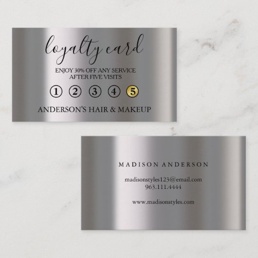 モダンエレガントシンプルタイポグラフィロイヤリティカード 名刺 (正面/裏面)