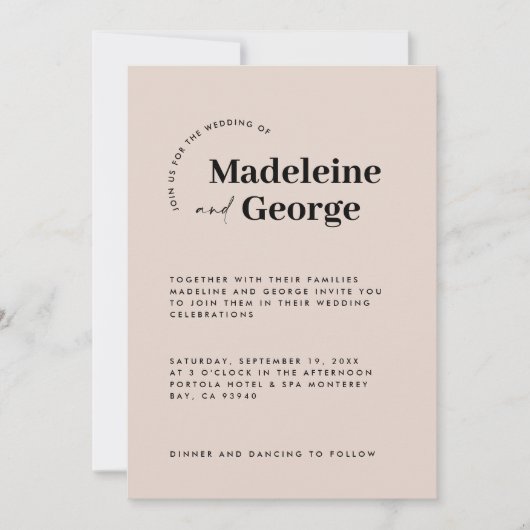 モダンエレガントシンプルタイポグラフィ白黒 セーブザデート (正面)