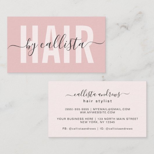 モダンエレガントシンプルタイポグラフィ美容師 名刺 (正面/裏面)