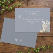 モダンエレガントシンプルダスティブルーアイボリー 出欠カード